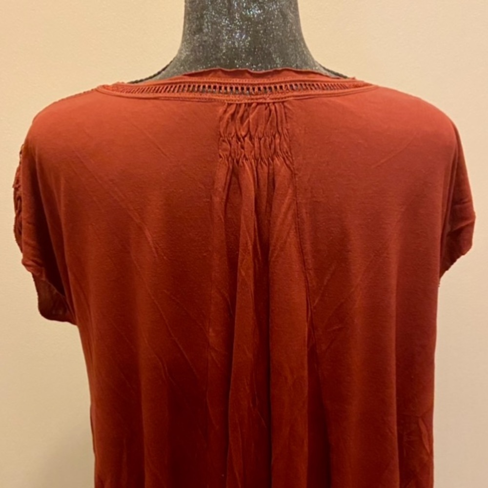 Free People Boho Abagail Tunic Top with Lace Detail in Rust - Picture 9 of 10